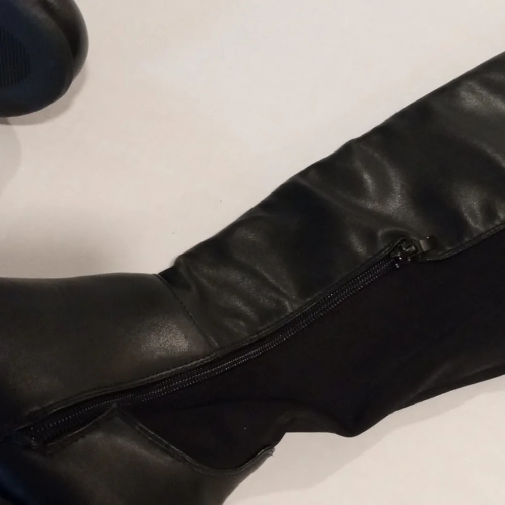Wild Diva Black OTK Stretch Boots Ankle Zip Size 6